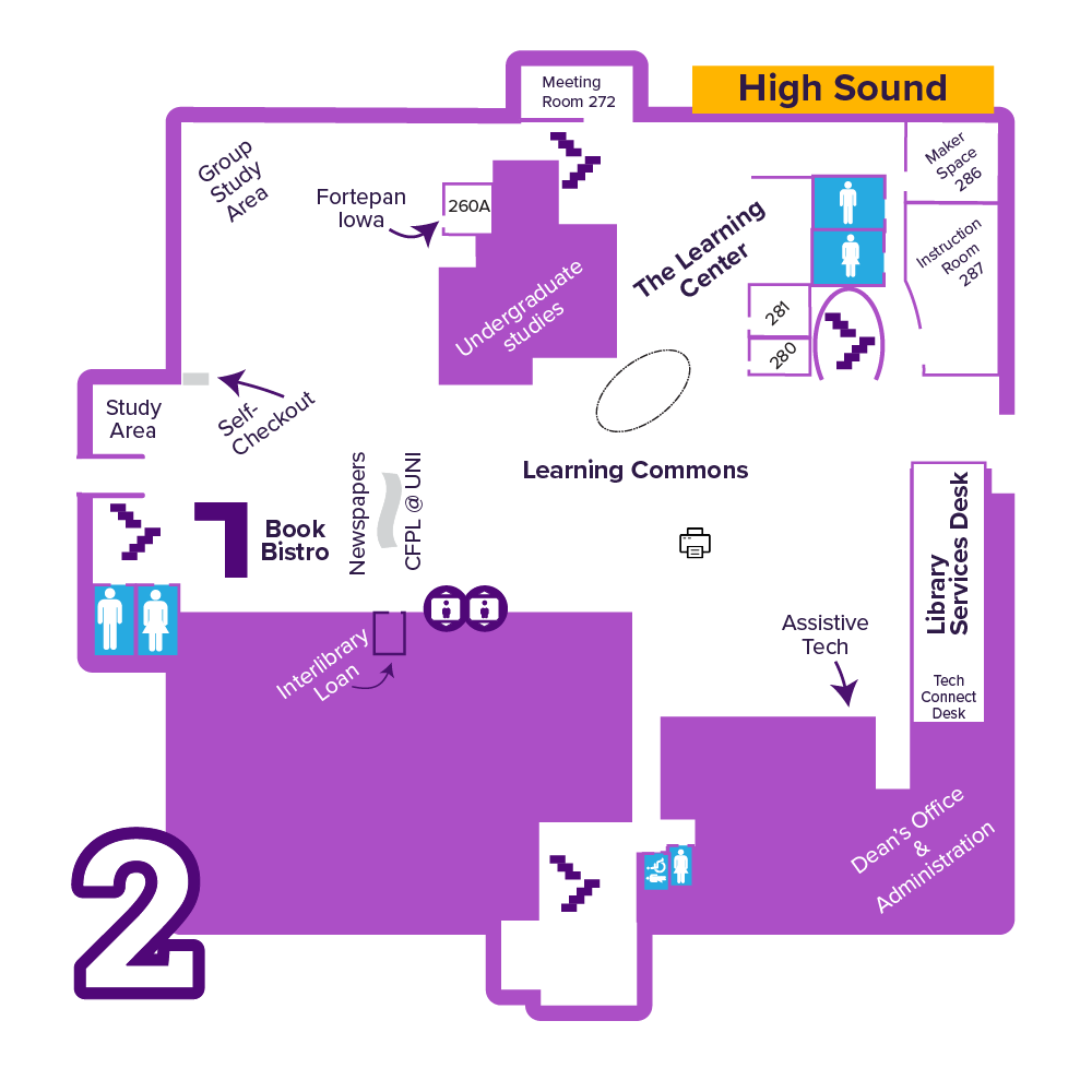 Rod Library second floor map.