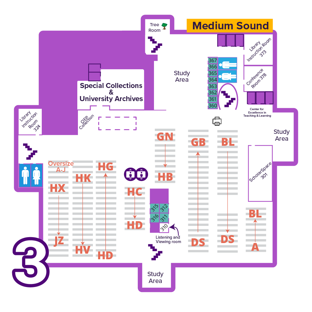 Rod Library third floor map.