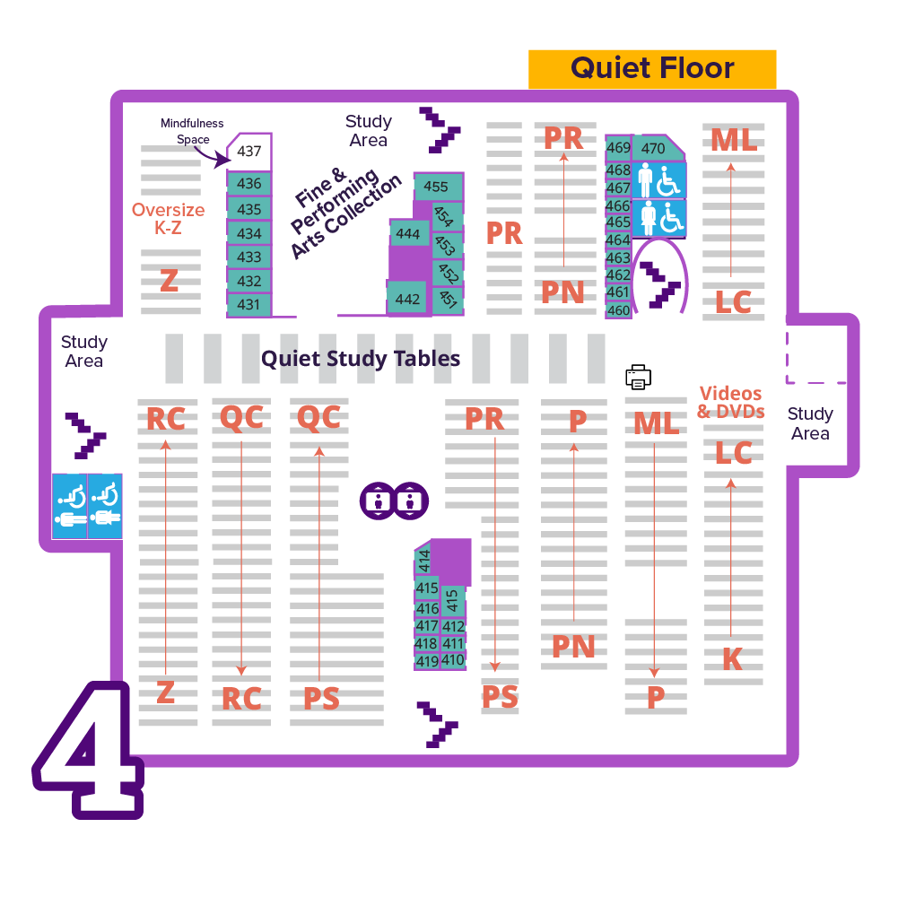 Rod Library fourth floor map.