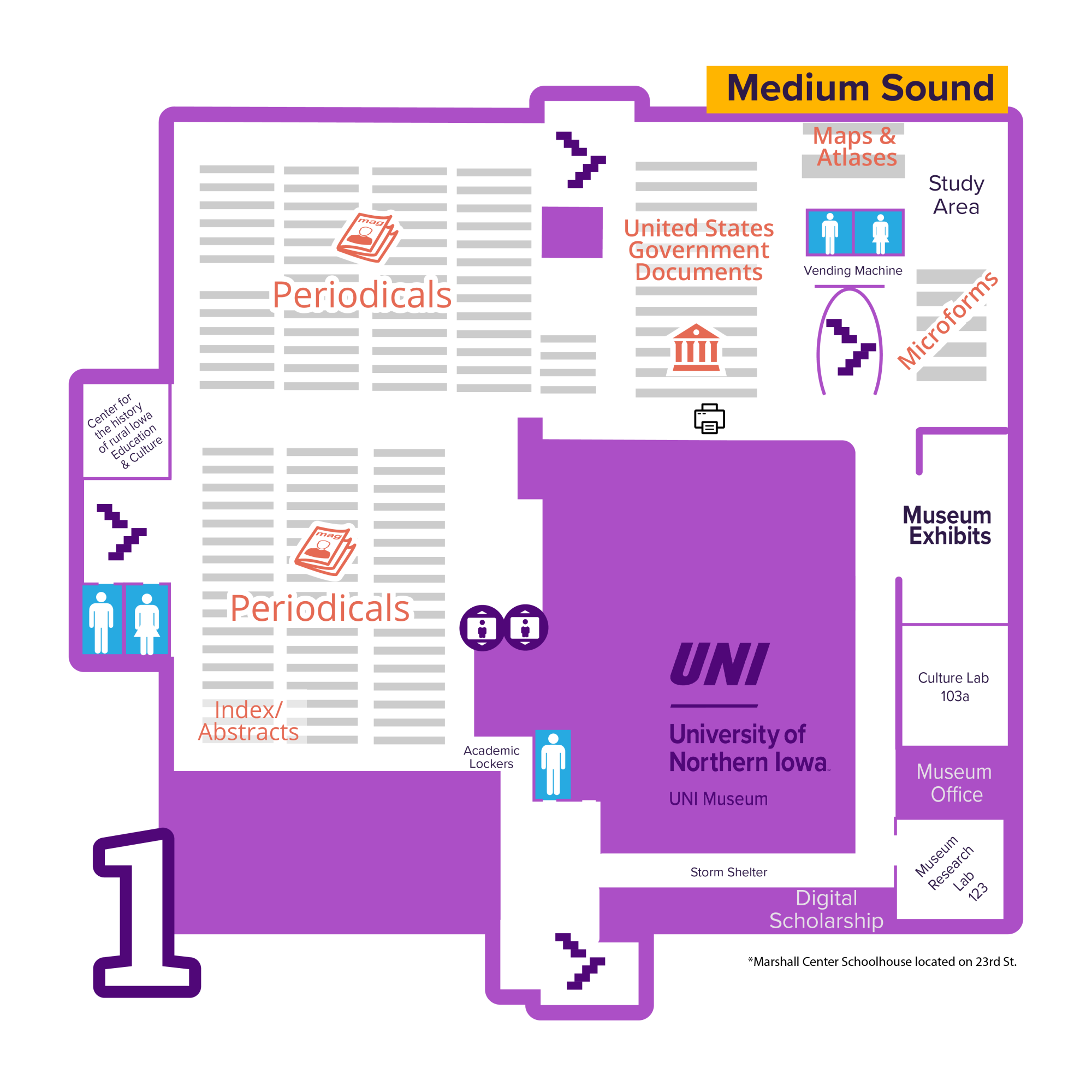 Map of Rod Library first floor